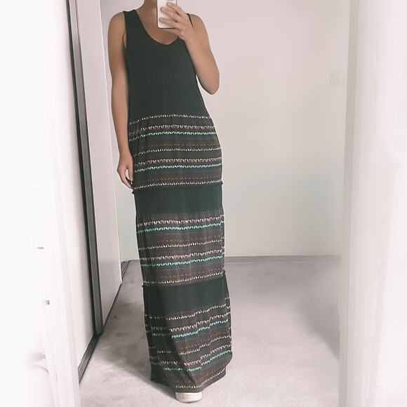 Free People Tiered Maxi Dress Pom Trim Striped Sleeveless Dress Small - Picture 8 of 11